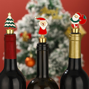 Ensemble de bouchons de bouteille de vin de Noël, Père Noël, sapin de Noël, en alliage de zinc, cadeau décoratif - Product Image 2