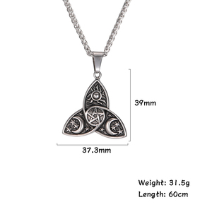 Wicca soleil étoile lune pendentifs ne se décolore jamais en acier inoxydable lien chaîne colliers pour hommes Viking bijoux Zircon principal pour les mariages - Product Image 3