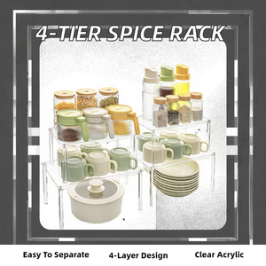 Modernes Acrylschrank-Organizer-Set <span class=keywords><strong>2</strong></span> stapelbares Gewürz regal regal für Schreibtisch arbeits platte Pantry Kitchen Storage Organization - Product Image 4