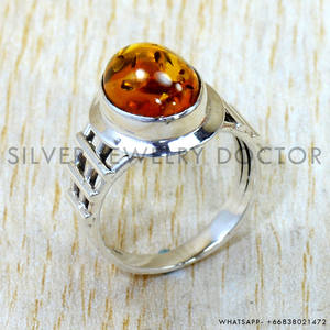 Anillos de Plata de Ley 925 con Piedras Preciosas de Ámbar, Venta al por Mayor Directa de Fábrica, Joyería de Plata Pura al por Mayor en Estilo Bohemio - Product Image 3