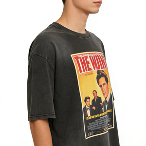 T-shirt con poster del <span class=keywords><strong>film</strong></span> da uomo, oversize, in cotone nero, grafica retrò, moda vintage - Product Image 2