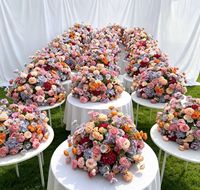 Bola de Flores Artificiales Hecha a Mano de 80/70/60/50/40/30cm, Centro de Mesa Decorativo para Bodas, Navidad y Eventos de Año Nuevo