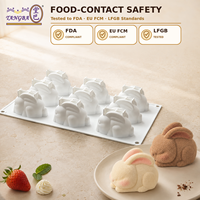 Moule en silicone 3D Lapin Tangba pour gâteau mousse, dessert en forme de lapin, outil de cuisson pour pudding, qualité alimentaire, pâtisserie DIY de Pâques
