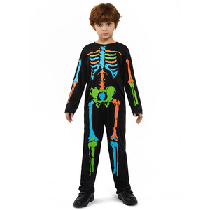 Disfraces de Halloween Unisex Niños Colorido Calavera Esqueleto Tema Fiesta Vestir Actividades escolares Disfraces de Cosplay - Product Image 3
