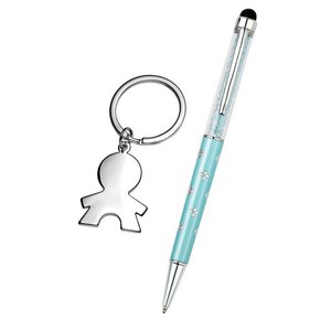 Coffret cadeau personnel, stylo à bille et porte-clés, thème garçon, design bleu, cadeau élégant pour enfants ou adolescents - Product Image 2