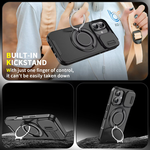 Coque de téléphone avec cadre PC, fenêtre coulissante pour objectif, anneau de maintien et support magnétique pour iPhone 17 Air 16 15 14 13 12 11 Pro Max - Product Image 3