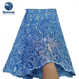 Tissu en dentelle à paillettes Bestway, dentelle orange brûlé pour robe de soirée - Product Image 2