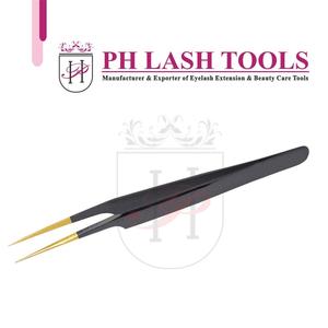 Pincettes professionnelles pour Extension de cils, 12 pièces, droites, noires et à bout doré, pincettes pour Volume et Isolation - Product Image 5
