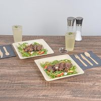 Assiettes de présentation carrées en bois biodégradables et écologiques, taille personnalisée, logo personnalisé gravé au laser, pour mariage décoratif