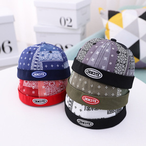 Nouveau bonnet <span class=keywords><strong>Docker</strong></span> pour enfants à imprimé Paisley, en coton, style marin, sans bord, type bandana - Product Image 1