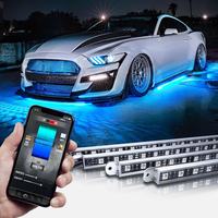 Nouveau kit de bande LED RGBIC Dream Color en aluminium 4 pièces pour le dessous de caisse de voiture, 12V, télécommande par application, lumières LED pour châssis de voiture, étanche IP67