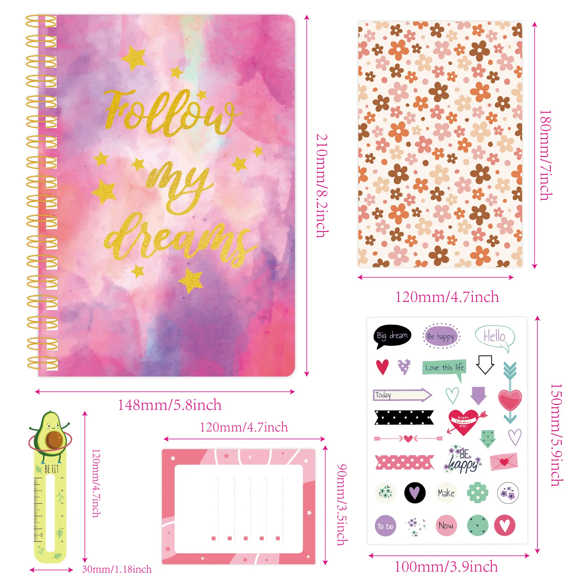Pink Deluxe Briefpapier Set-Mädchen Notizbuch und Bleistift Set-Briefpapier Geschenkset für Mädchen & Jugendliche Inklusive Mädchen Journal