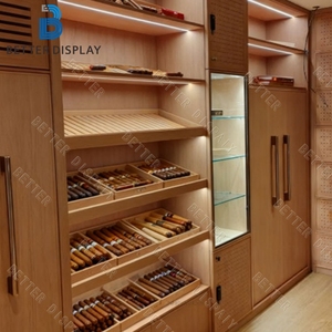 Escaparate de exhibición de tabaco de iluminación de madera maciza de diseño personalizado, suministros de tiendas de humo, escaparate de cigarros de lujo - Product Image 4