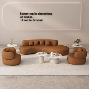 Sofa modular melengkung untuk ruang tamu, set sofa furnitur dalam ruangan, rumah, duduk bulu