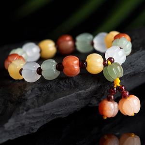 Pulsera de Topacio Natural y Jade Calabaza, Estilo Antiguo, para Restaurar la Personalidad, Venta al por Mayor SL21 - Product Image 3