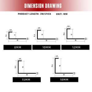Profilo in Alluminio Flessibile a Forma di C Personalizzato, Protezione <span class=keywords><strong>per</strong></span> Bordi di <span class=keywords><strong>Piastrelle</strong></span> e Pareti Curve <span class=keywords><strong>per</strong></span> Progetti d'Interni - Product Image 2