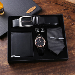 Set de Regalo Promocional al por Mayor: Cinturón + Cartera + Corbata + Reloj de Cuarzo con Esfera Grande para el Día del Padre y Regalos Empresariales - Product Image 1