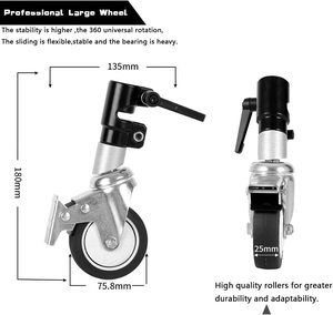 C Stand treppiede in acciaio inossidabile carrello ruota supporto guida Slider <span class=keywords><strong>fotografia</strong></span> 25mm diametro carrello - Product Image 6