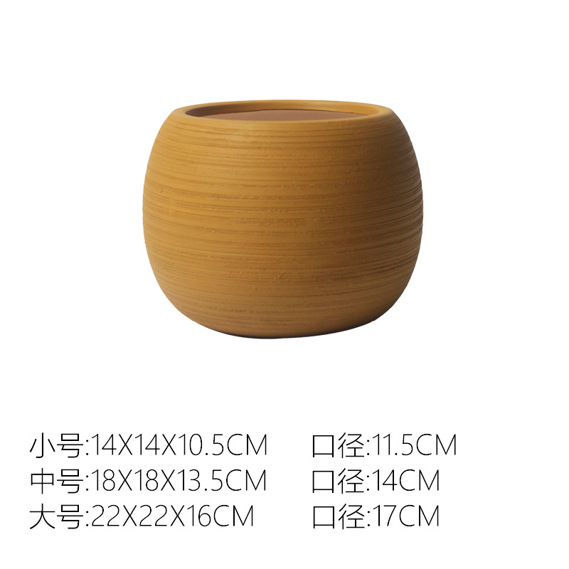 Pot de fleur terre brossée jaune Ak354 - sans plateau