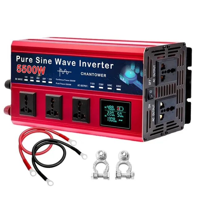 5500W 5000W Pure Sine Wave Inverter DC 12v/24v/48v/60v/72v to AC 110v/220v Voltage Converter Car Solar Power Inverter