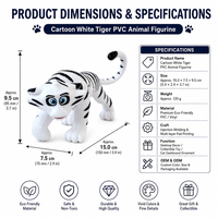Figurine de tigre blanc en PVC personnalisée OEM ODM, vente en gros, statue d'animal de dessin animé, approvisionnement direct usine, emballage en boîte vitrine