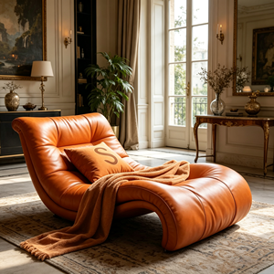 Sillón de Diseño Contemporáneo de Lujo en Color Naranja Intenso para Interiores de Estilo Francés de Mediados de Siglo y Clásicos - Product Image 2