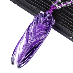 Collier pendentif cigale en améthyste simulée fait main, bijoux en cristal pour la mode féminine - Product Image 5