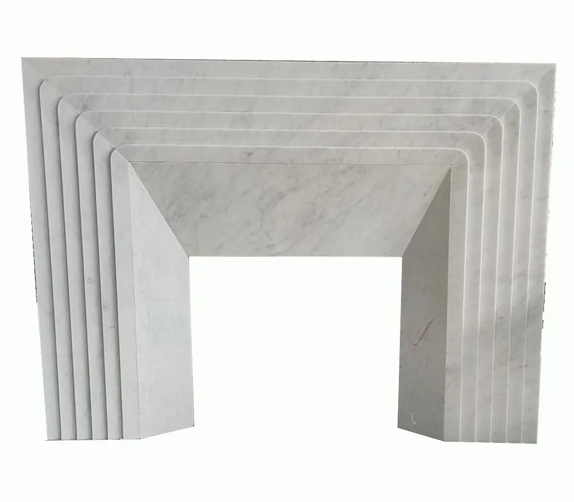 مربع مدفأة من الرخام الأبيض حجر رف ، مخصص حجم ولون