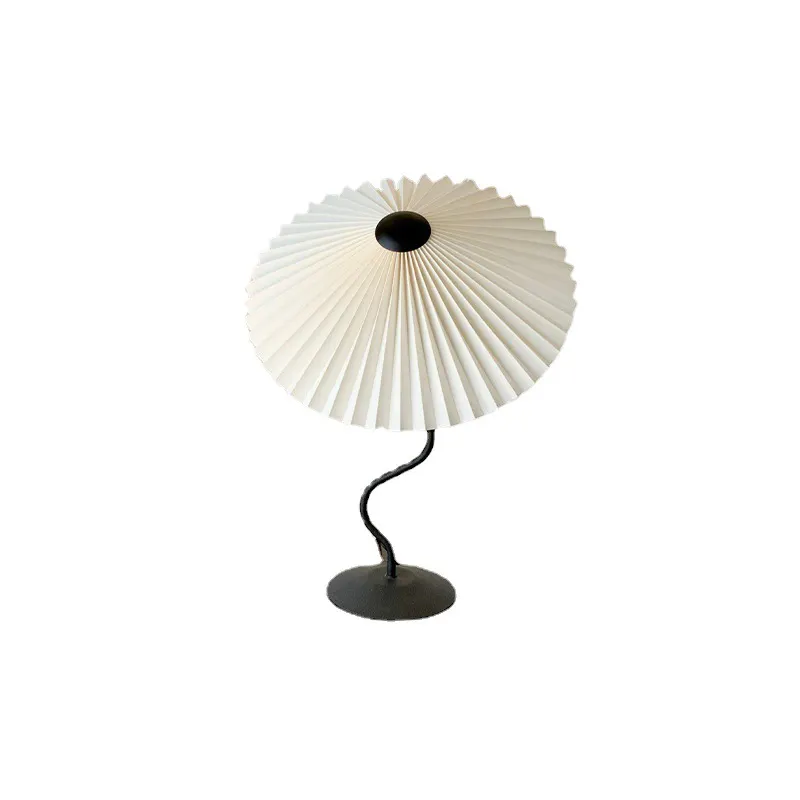 Luxe Lampe de table tissu parapluie blanc nuit-Lumière Lis plancher éclairage argent
