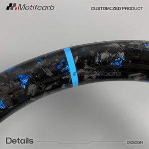 Volante de Fibra de Carbono Forjado con Diseño Personalizado en Azul para Hyundai I30N I20N ElantraN N-line, con Empuñaduras de Microfibra Azul - Product Image 4