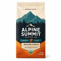 Sachet plat pour café de qualité alimentaire, finition mate, avec valve et impression personnalisée pour l'emballage alimentaire