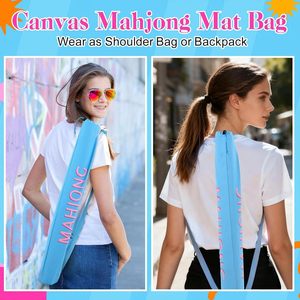 34 Inch Long Mahjong <b>Mat</b> Bag Cute Double Strapped Canvas Drawstring Mahjong Holder Lightweight <b>Outdoor</b> Carrying Bag - Product Image 5