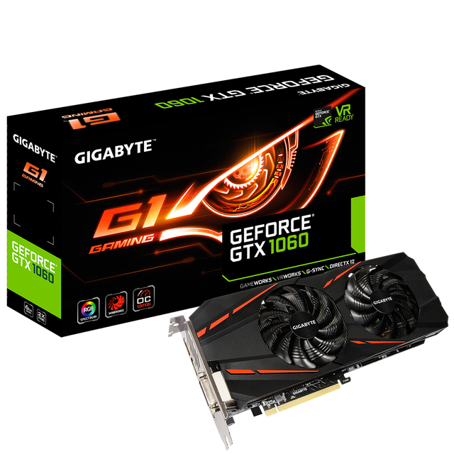 GIGABYTE GeForce GTX 1060 G1 Gaming 6G Used Graphics Card with 6GB GDDR5 192-Bit Memory Powered by GeForce GTX 1060 Video Card
