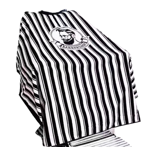 Capa de Barbero Profesional con Logotipo Personalizado, Capa de Peluquería a Rayas Blancas y Negras, Capas Resistentes al Agua y Duraderas para Salón de Belleza - Product Image 4