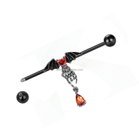 14G chauve-souris Halloween spirale industrielle haltère de qualité supérieure longue oreille goujon mamelon anneau hélice piercing pour femmes hommes
