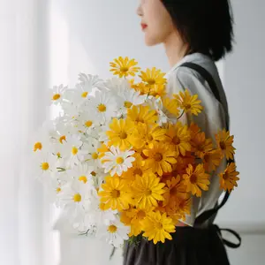 Artificial Silk Daisy Flower Bouquet Artificial Plants for Home Table Centerpieces Arrangement Small daisy