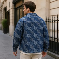 Chemise-veste en jean délavé pour homme, col rabattu, boutonnée, manches longues, coupe ample, style urbain, mélange de coton, décontractée