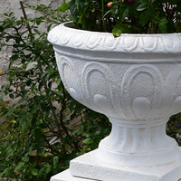 Pot de fleurs colonne romaine de style européen, fait main en oxyde de magnésium, grande base sur pied, accessoire de décoration pour entrées de villas