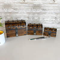 Coffre au trésor en bois avec serrure et clé de style antique, boîte décorative, coffre de pirate en bois, boîte en bois avec coffre de rangement rustique