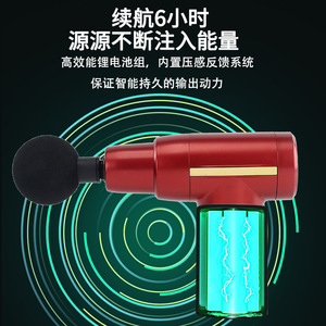 Mini pistola de masaje, 2600 MAh, Motor sin escobillas, 12 niveles de velocidad, recargable por USB con 5 cabezales de masaje para relajación muscular del cuello - Product Image 5