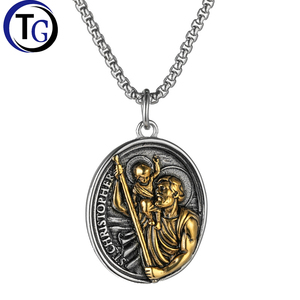 Collana con Ciondolo in Acciaio Inossidabile, Stile Vintage Mitologia Greca Antica, Ritratto Personalizzato, Catena a Maglia Box - Product Image 1