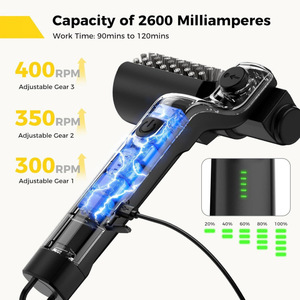 Brosse de nettoyage pour barbecue électrique sans fil, en fil d'acier, à vitesse réglable, avec long manche et tête de remplacement pour le nettoyage des grilles - Product Image 1