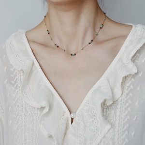Collier fin style Bohème en acier inoxydable plaqué or 18 carats avec breloque délicate et perles boule, 20 pouces, pour femme, idéal anniversaire - Product Image 2