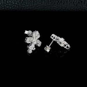 Pendientes de Plata de Ley 925 con Circonitas Cúbicas en Forma de Flor de Lis, Pendientes Vintage con Diamantes de Imitación para Mujer, Joyería Fina, Regalo - Product Image 5