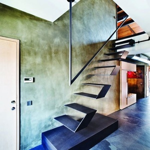 <span class=keywords><strong>Escalera</strong></span> de techo con barandilla de rodadura de acero al carbono Apartamento interior moderno <span class=keywords><strong>Madera</strong></span> maciza/<span class=keywords><strong>roble</strong></span>/vidrio templado laminado/Metal de por vida - Product Image 3