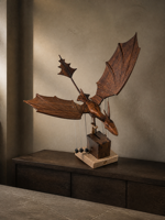 Sculpture cinétique en bois de noyer noir, sculptée à la main, avec base, pour la décoration intérieure du salon ou du bureau