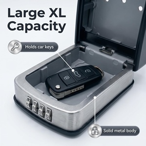 XL Black Grey Silver Color Large Capacity Storage Car <strong>Key</strong> FOB Safe <strong>Lock</strong> <strong>Box</strong> <strong>Key</strong> Lockbox <strong>for</strong> <strong>Outside</strong> Real Estate <strong>Box</strong> - Product Image 2