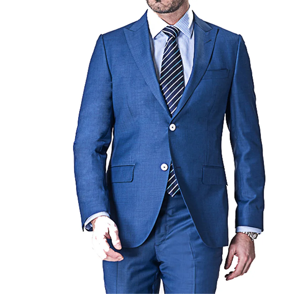 Bespoke Men Custom Suit Wool Super 150'S Italian Fabric Full Canvas High Quality Pant Coat Design Wedding Suits Pictures