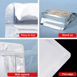 1 개의 옆 공간 투명한 정면은 알루미늄 호일 편평한 바닥은 식사 차 분말 식품 포장을 위한 주머니 지퍼 부대를 위로 서 있습니다 - Product Image 3