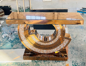 Luxury Mirrored Console <strong>Table</strong> Villa Living Room Glossy Glass Entryway <strong>Table</strong> Gold &amp; Silver Hotel Hallway <strong>Decorative</strong> <strong>Tables</strong> - Product Image 4